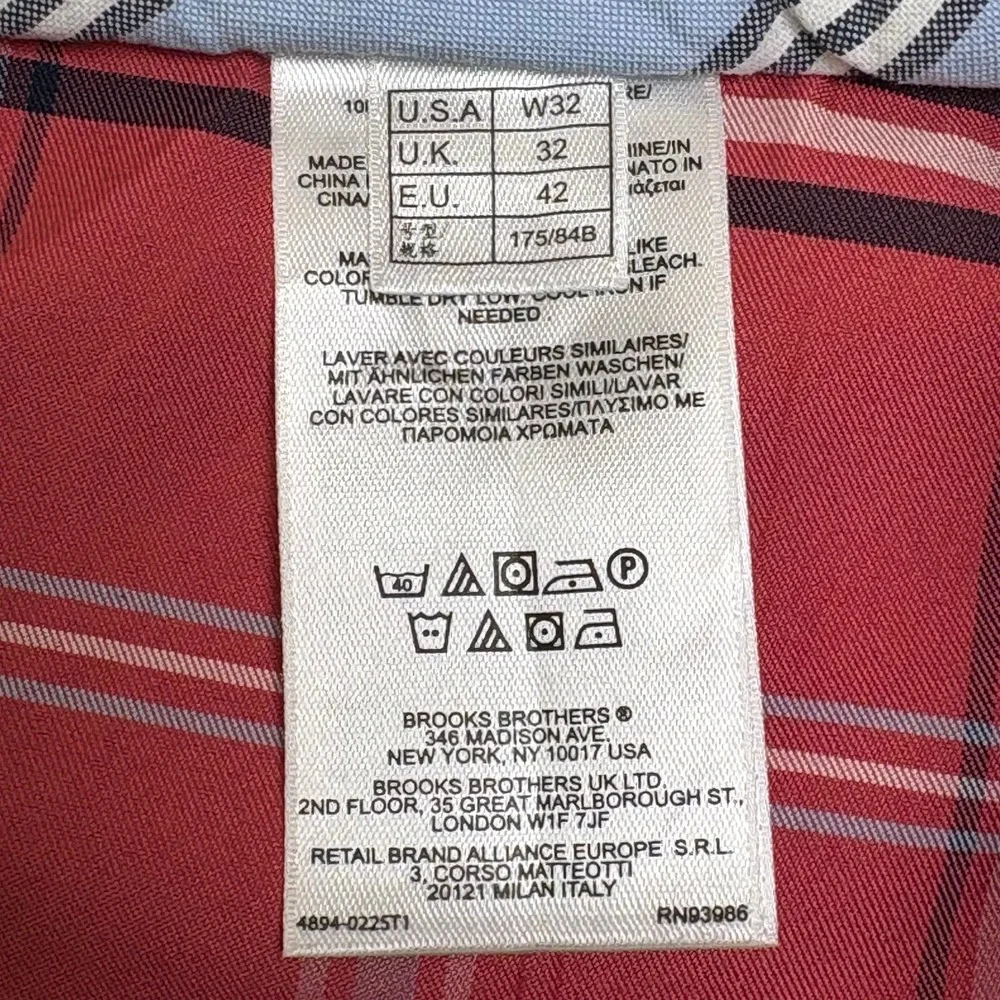 Brooks Brothers Red Mens‎ Plaid Board Shorts Red White Navy Swim Trunks 32